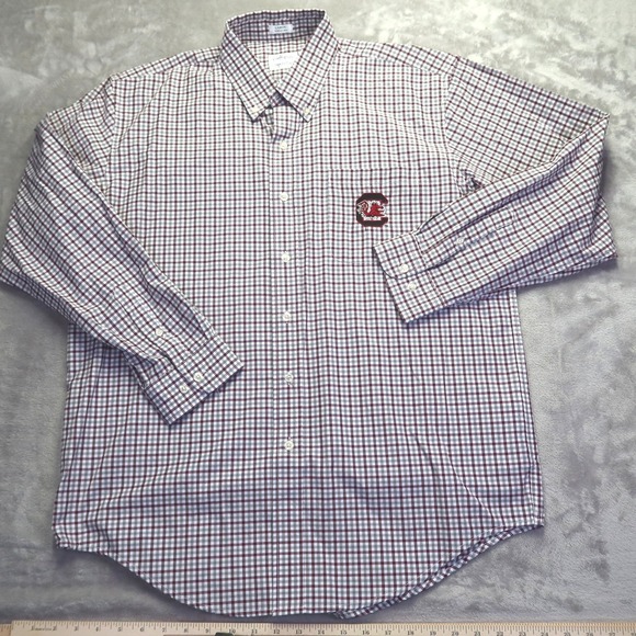 University of South Carolina Gamecocks Gingham Button Down Shirt Men's L - Picture 3 of 8